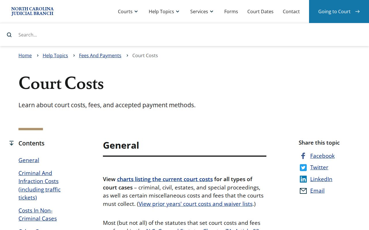 Iredell County civil docket official court copy cost guidance source