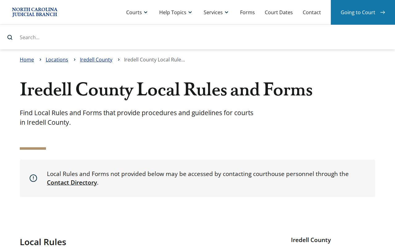 Iredell County court dates local rules calendar call source