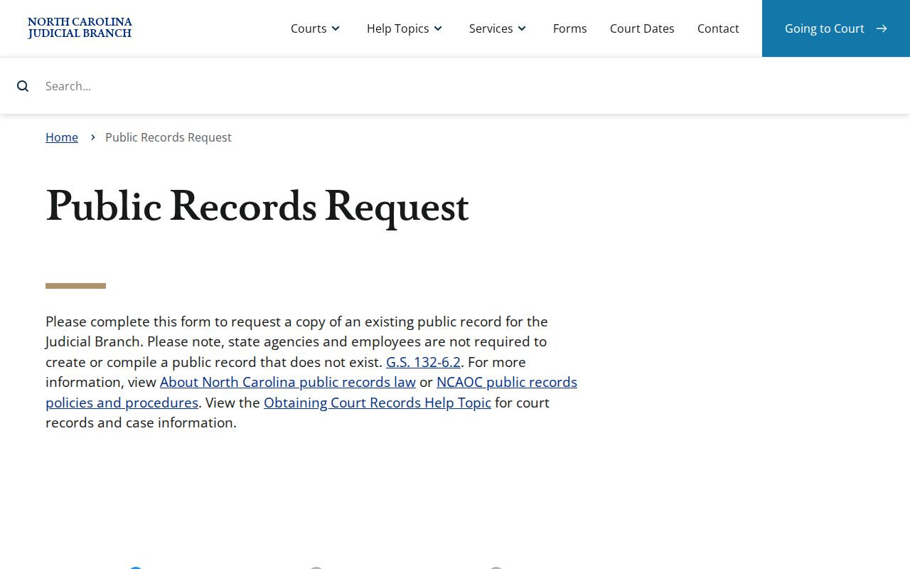 Iredell County court dates NCAOC public records request custodian source