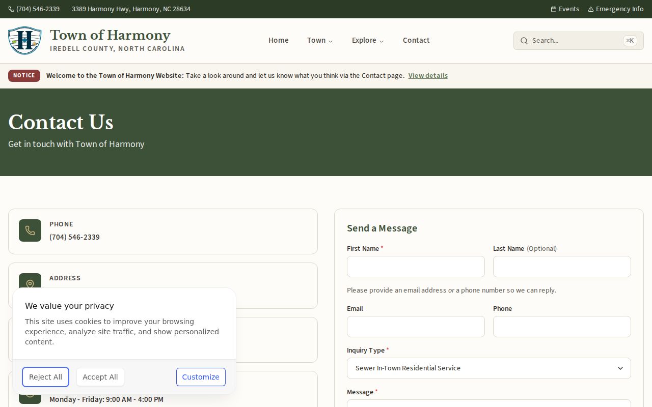 Harmony court docket distinction from Harmony Town Hall