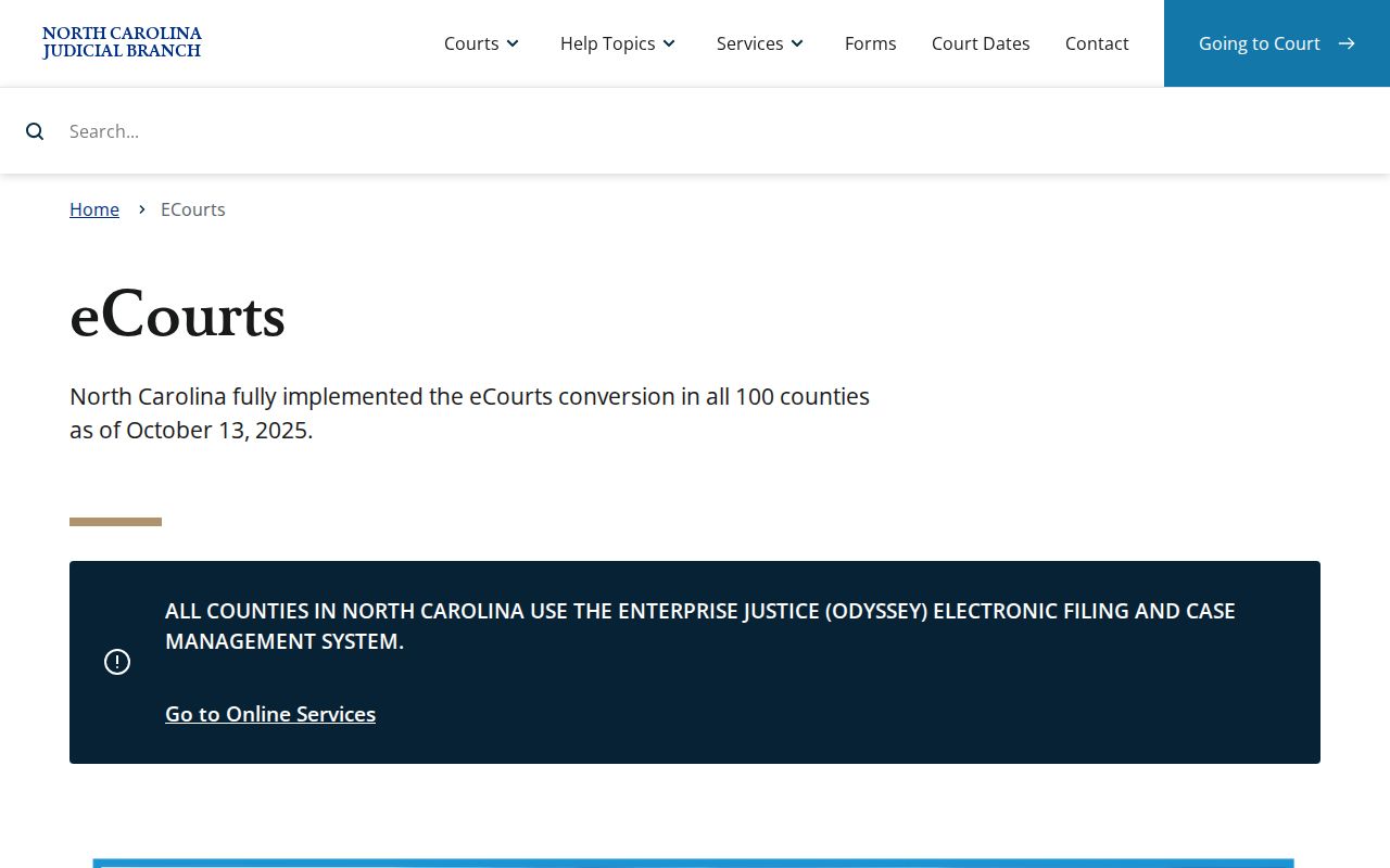 Iredell County court docket eCourts statewide implementation source