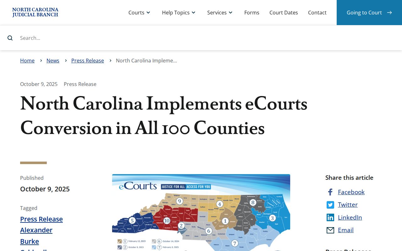 Iredell County court docket statewide eCourts conversion research source