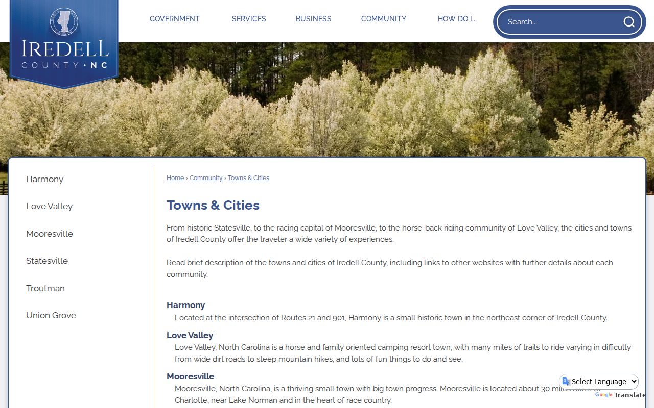 Love Valley court docket municipal context from Iredell towns and cities page